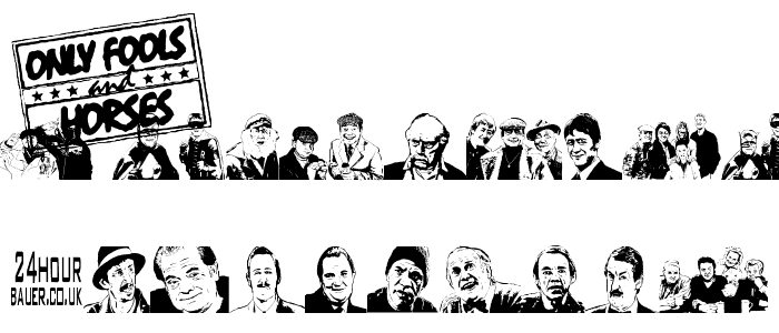 Eine Vorschau der Schriftart Only Fools and Horses Lovely Jubbly mit Groß-, Klein- und Zahlzeichen