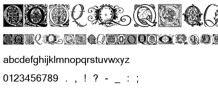Ornamental Initials Q font