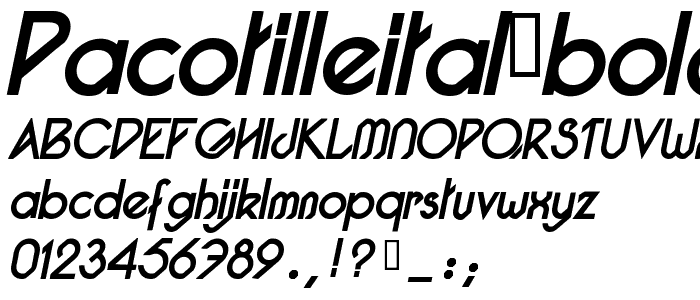 Pacotilleital bold font