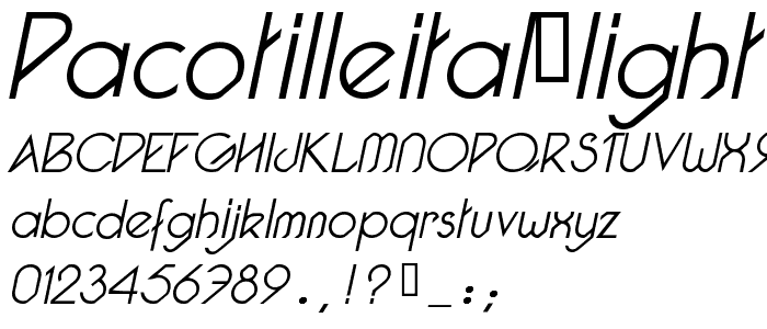 Pacotilleital light font