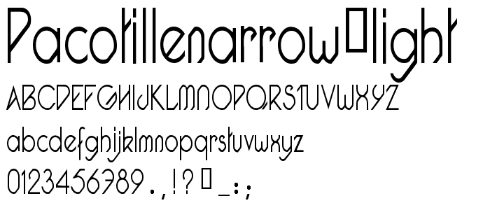 Pacotillenarrow light font