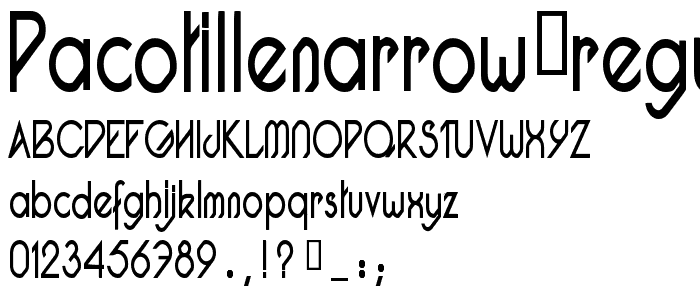 Pacotillenarrow regular font