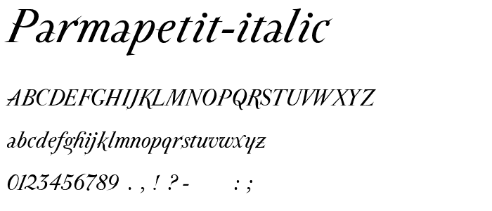 ParmaPetit-Italic font