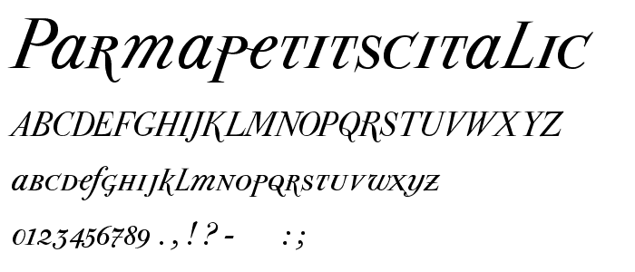 ParmaPetitSCItalic font