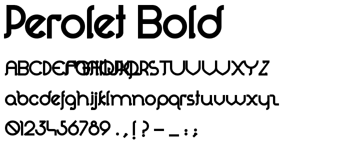 A preview of the Perolet Bold font, showing uppercase, lowercase, and numeric characters