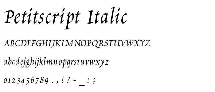 Petitscript-Italic font