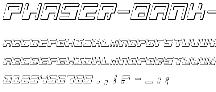 Phaser Bank 3D Italic font