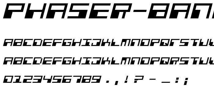 Phaser Bank Expanded Italic font