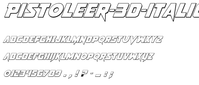 Pistoleer 3D Italic font