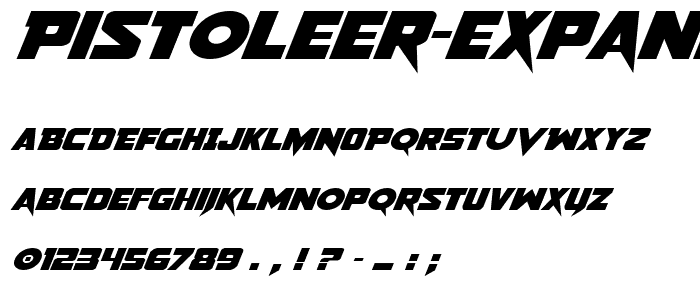 Pistoleer Expanded Italic font