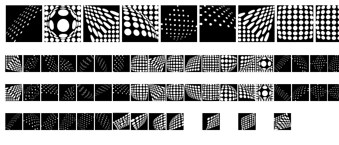 A preview of the PointGalleryInverse font, showing uppercase, lowercase, and numeric characters