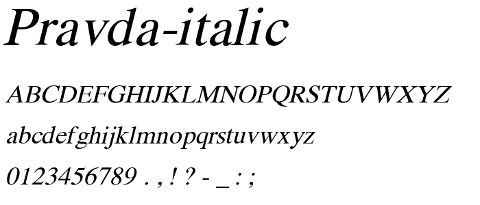 Pravda Italic font