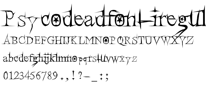 PsycoDeadFont Iregular font