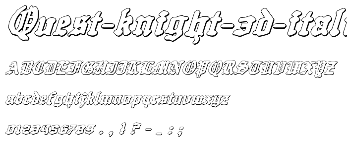 Quest Knight 3D Italic police