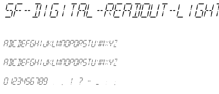 SF Digital Readout Light Oblique font