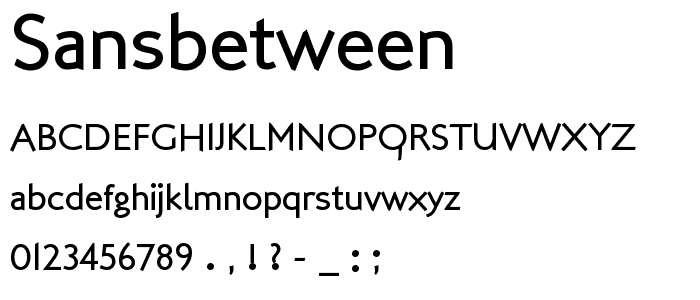 A preview of the SansBetween font, showing uppercase, lowercase, and numeric characters