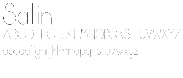 A preview of the Satin font, showing uppercase, lowercase, and numeric characters