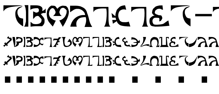 A preview of the Schuelers Enochian font, showing uppercase, lowercase, and numeric characters