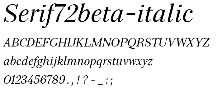 Serif72Beta Italic font