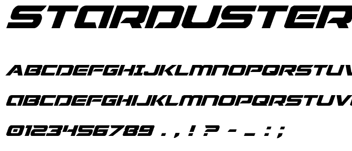 Starduster Expanded Italic font