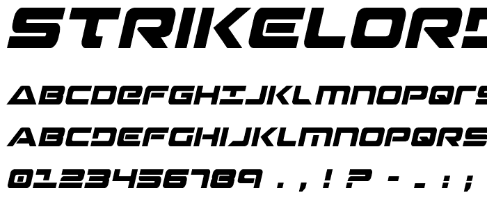 Strikelord Condensed Italic font