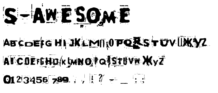Eine Vorschau der Schriftart s AWesome mit Groß-, Klein- und Zahlzeichen