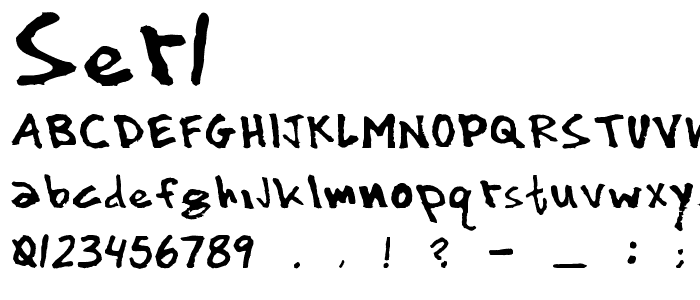 A preview of the ser1 font, showing uppercase, lowercase, and numeric characters