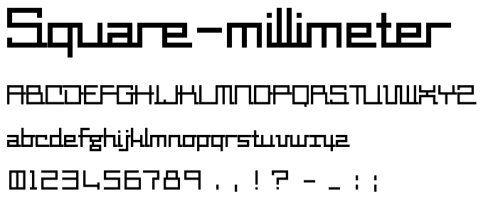 square millimeter font