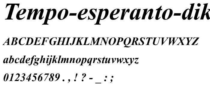 Tempo Esperanto Dika Kursiva font