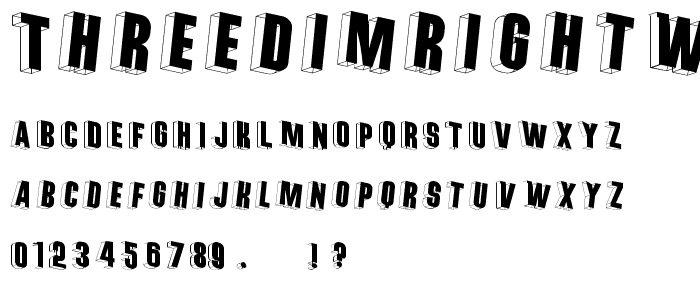 ThreeDimRightwards font