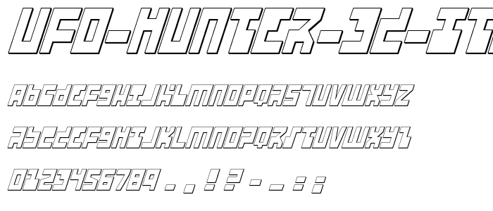 UFO Hunter 3D Italic font
