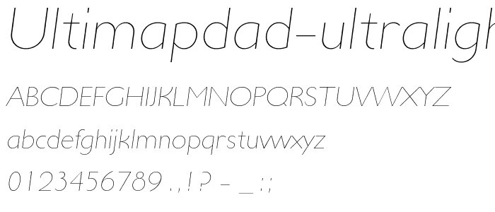 UltimaPDad-UltraLightItalic font