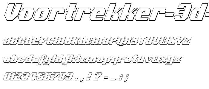 Voortrekker 3D Condensed Italic font