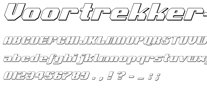 Voortrekker 3D Italic font