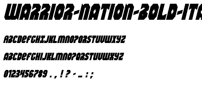 Warrior Nation Bold Italic font