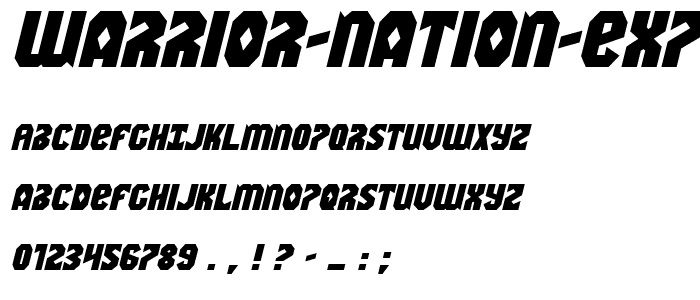 Warrior Nation Expanded Italic font