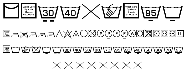 Wash Care Symbols Classic M54 font