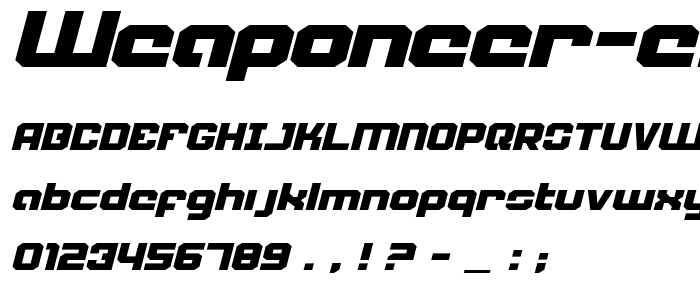 Weaponeer Expanded Italic font