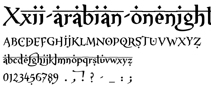 XXII ARABIAN ONENIGHTSTAND Bold font
