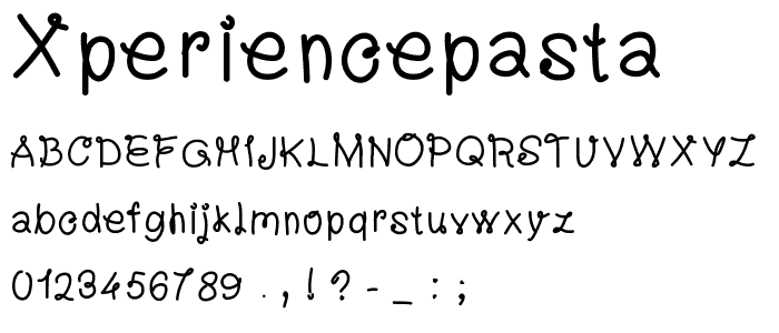XperiencePasta font