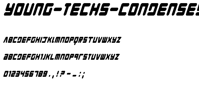 Young Techs Condensed Italic font