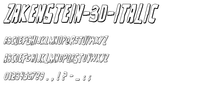 Zakenstein 3D Italic font
