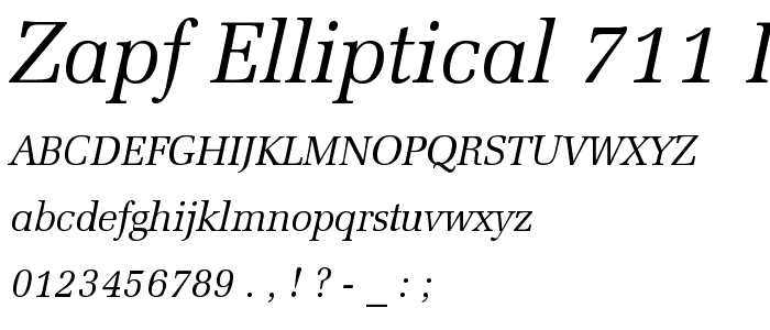 Zapf Elliptical 711 Italic BT font