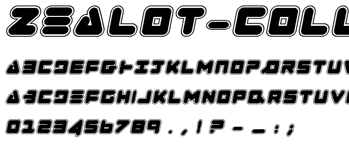 A preview of the Zealot College Italic font, showing uppercase, lowercase, and numeric characters