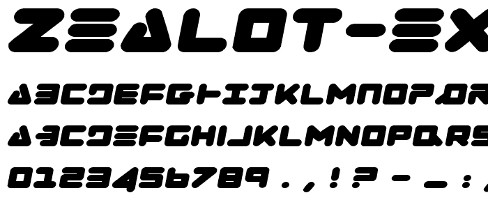 Zealot Expanded Italic font