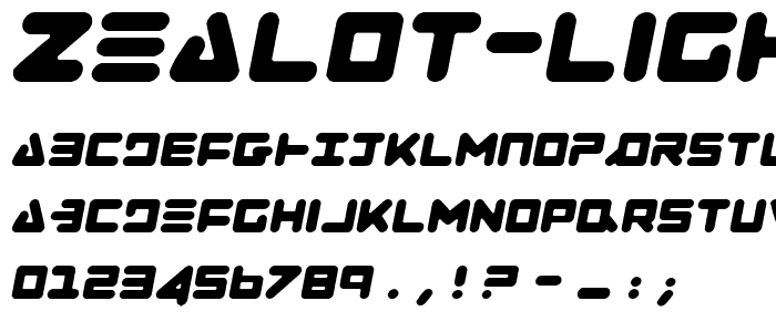 Zealot Light Italic font