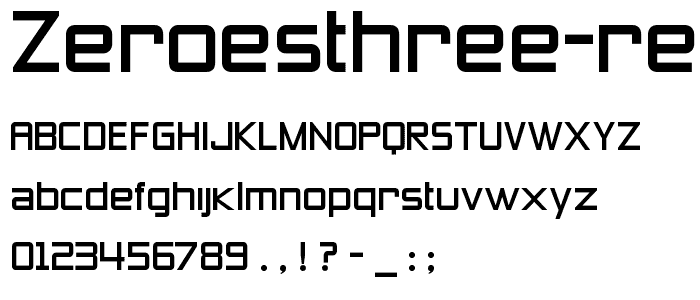 ZeroesThree Regular font