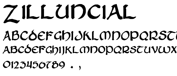 Zilluncial font