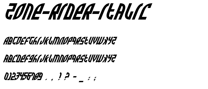 Zone Rider Italic font