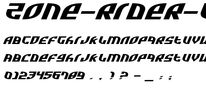 Zone Rider Ultra ExpItalic font